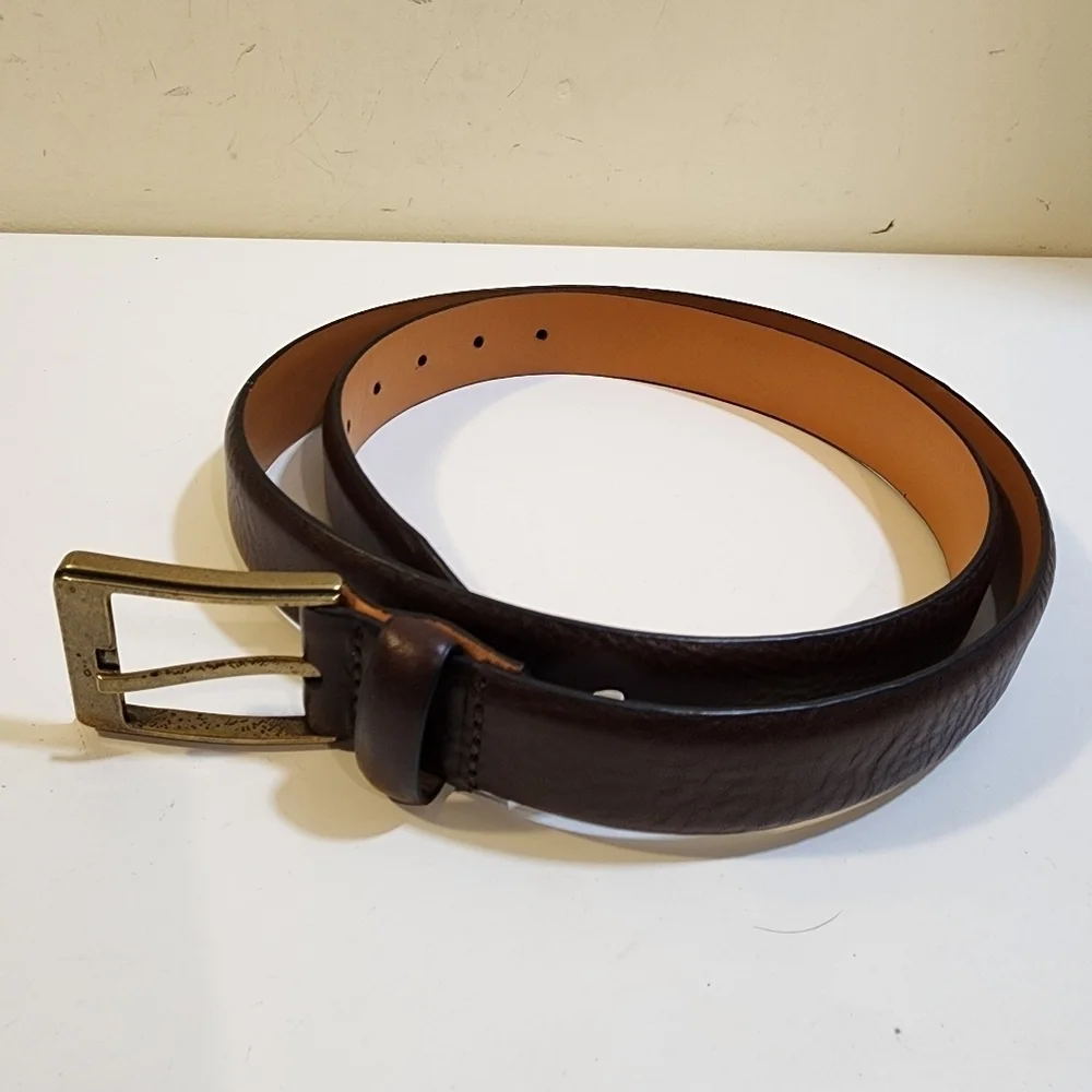 LAND'S END men's Brown Cow Leather Belt size 40